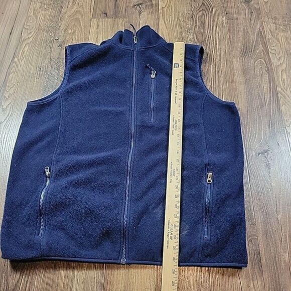 LL Bean Fleece Vest Mens 2XL Blue Full Zip Outdoor Pockets *Flaws* - Picture 3 of 7